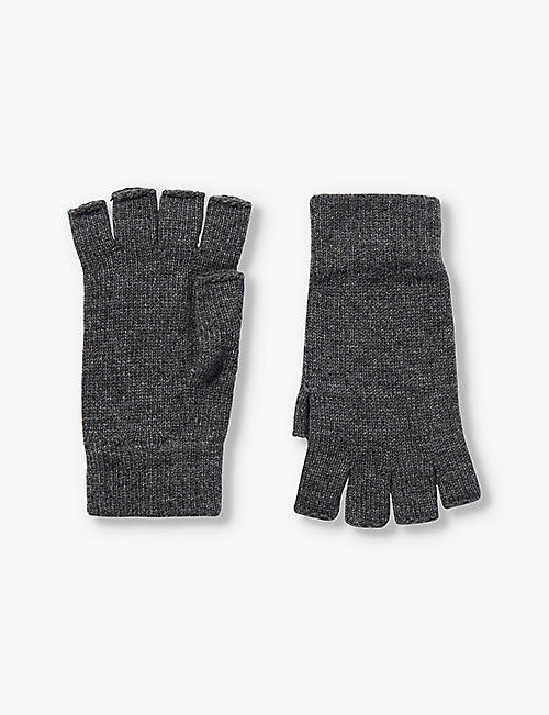 JOHNSTONS: Fingerless ribbed-trim cashmere gloves