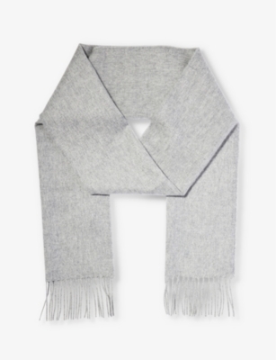 JOHNSTONS: Fringe-trim brushed cashmere scarf