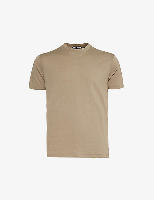 TOM FORD: Brand-embroidered crewneck woven T-shirt