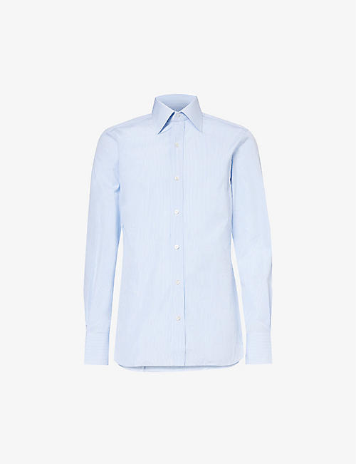 TOM FORD: Spread-collar slim-fit cotton-poplin shirt
