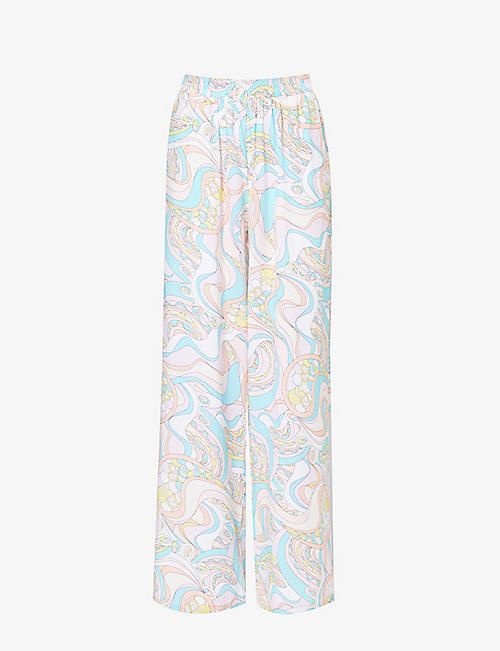 MELISSA ODABASH: Olivia abstract-print wide-leg mid-rise woven trousers