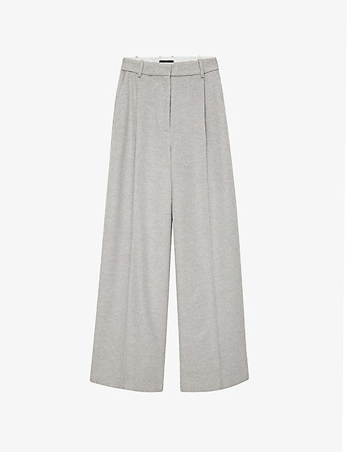 JOSEPH: Primrose pleated wide-leg mid-rise wool-blend trousers