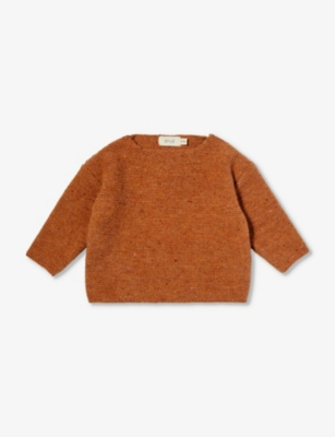 ORGANIC ZOO: Pecan boxy-fit wool-knit jumper 0-12 months