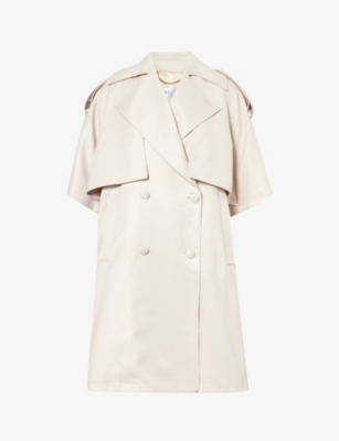 MAX MARA: Double-breasted side-pocket woven poncho