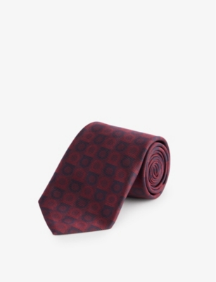 FERRAGAMO: Monogram-print wide-blade silk tie
