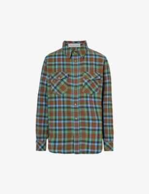 GODS TRUE CASHMERE: Unisex Emerald checked cashmere shirt