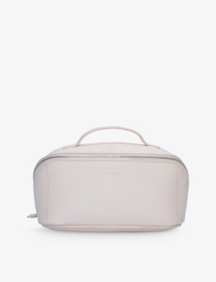 THE WHITE COMPANY: Logo-debossed fold-out leather make-up case
