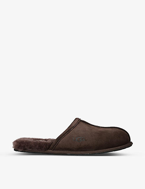 UGG: Scuff logo-embroidered suede and shearling slippers