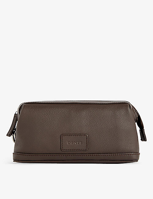 DENTS: Brand-debossed detachable-lining grained-leather wash bag
