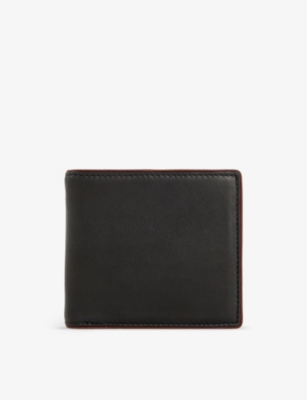 DENTS: Brand-debossed contrast-piped grained-leather bi-fold wallet