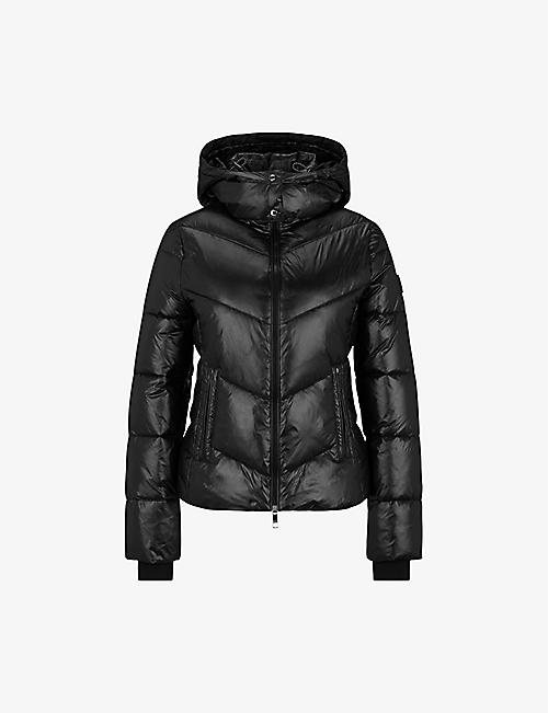 BOSS: Funnel-neck recycled-polyamide puffer jacket