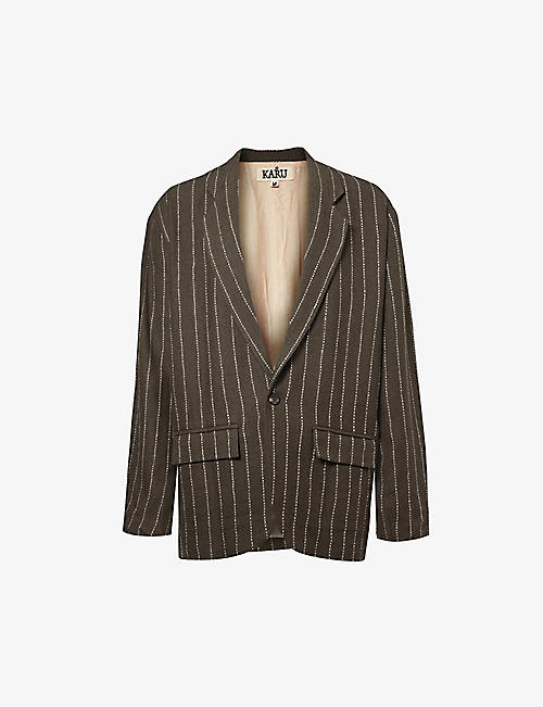KARTIK RESEARCH: Pinstriped notched-lapel regular-fit wool jacket
