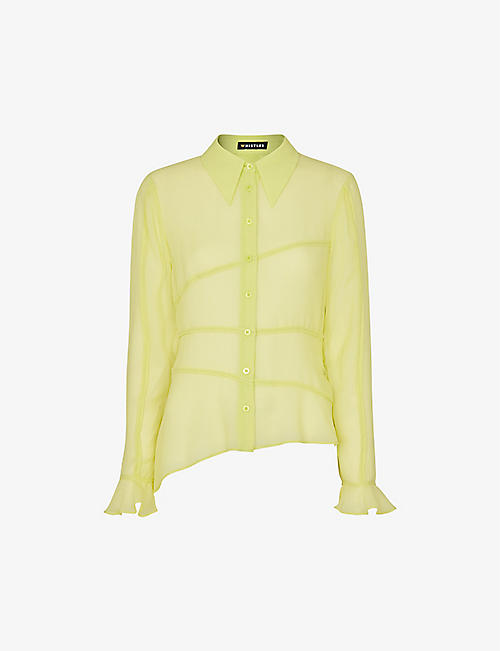 WHISTLES: Fallon seam-detail asymmetric-hem silk shirt
