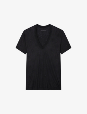 ZADIG&VOLTAIRE: Wassa diamante-embellished short-sleeve woven T-shirt