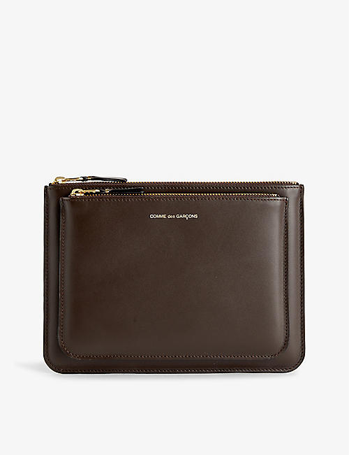 COMME DES GARCONS: Double Pocket leather pouch