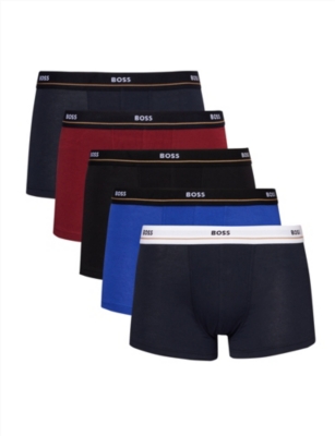 BOSS: Branded-waistband pack of five stretch-cotton trunks