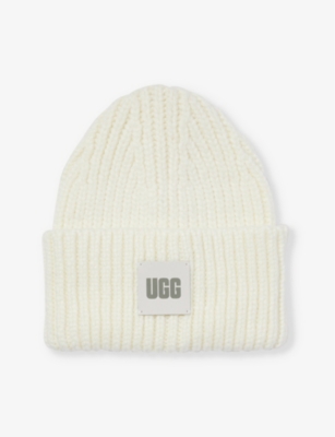 UGG: Logo-patch knitted beanie