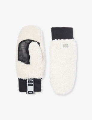 UGG: Sherpa brand-patch faux-shearling gloves