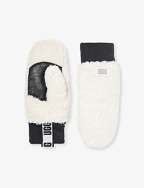 UGG: Sherpa brand-patch faux-shearling gloves