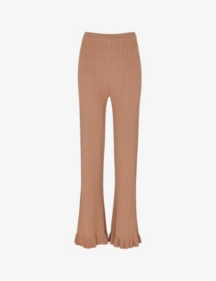 WHISTLES: Loki flared-leg high-rise knitted trousers