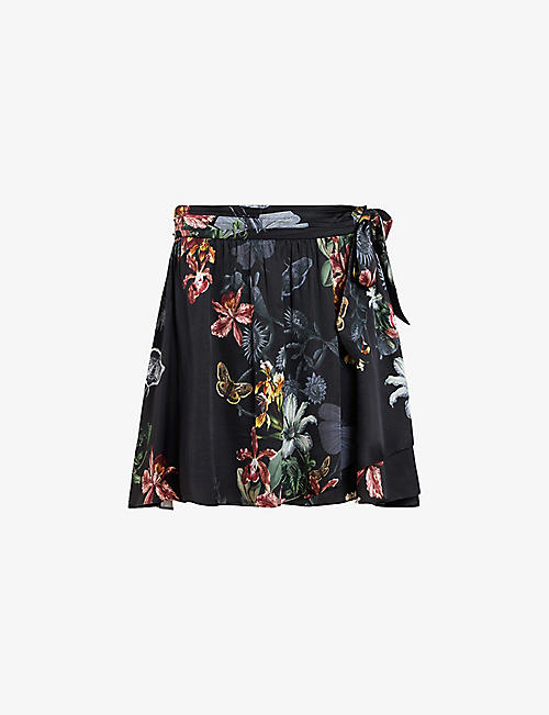 ALLSAINTS: Maria Sanibel floral-print woven mini skirt