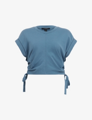 ALLSAINTS: Mira side-drawcord cropped organic-cotton T-shirt