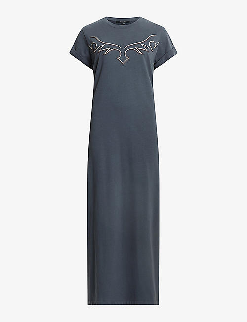ALLSAINTS: Randal Anna western-embroidered relaxed-fit organic-cotton maxi dress