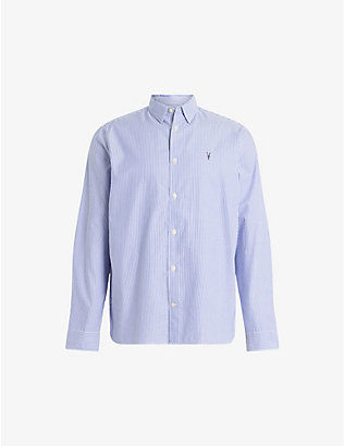 ALLSAINTS: Hillview logo-embroidered relaxed-fit organic-cotton shirt