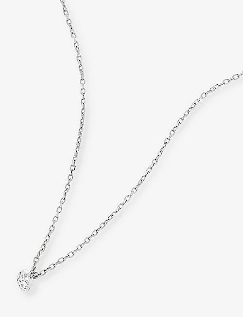 PERSEE PARIS: Danaé 18ct white-gold and 0.15ct diamond pendant necklace