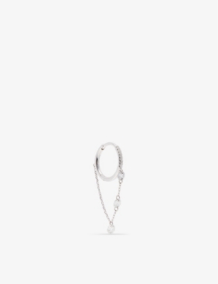 PERSEE PARIS: 18ct white-gold and 0.26ct diamond single hoop earring