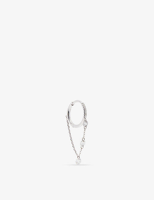 PERSEE PARIS: 18ct white-gold and 0.26ct diamond single hoop earring