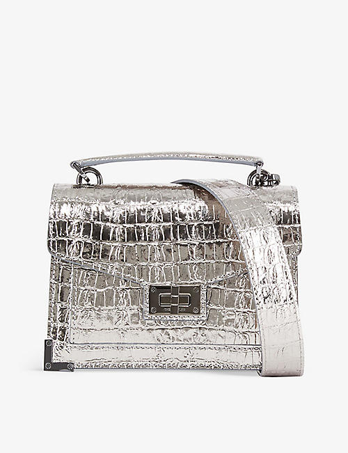 THE KOOPLES: Emily small croc-embossed leather shoulder bag