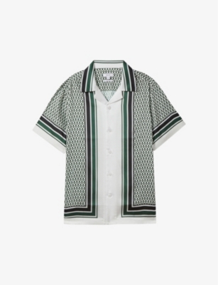 REISS: Blair geometric-print woven shirt