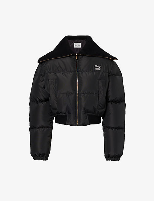 MIU MIU: Brand-appliqué cropped shell-down jacket