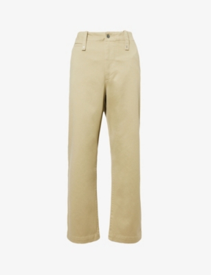 BURBERRY: Structured-waist mid-rise wide-leg relaxed-fit cotton trousers