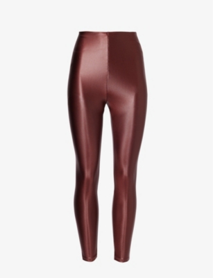 COMMANDO: High-waisted faux-leather stretch-woven leggings