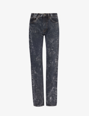 ROTATE SUNDAY: Abstract-print regular-fit high-rise recycled-denim jeans