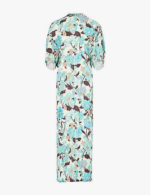 STELLA MCCARTNEY: Floral-print split-hem stretch-woven maxi dress