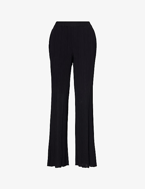 STELLA MCCARTNEY: Ruffle-trim elasticated-waist straight-leg mid-rise knitted trousers