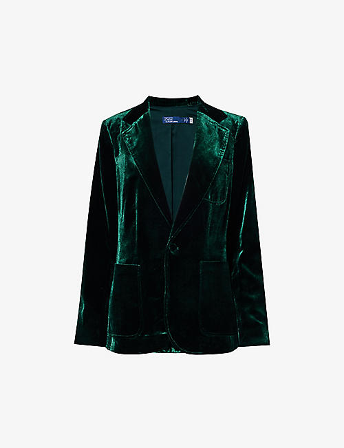 POLO RALPH LAUREN: Single-breasted regular-fit silk-blend velvet blazer