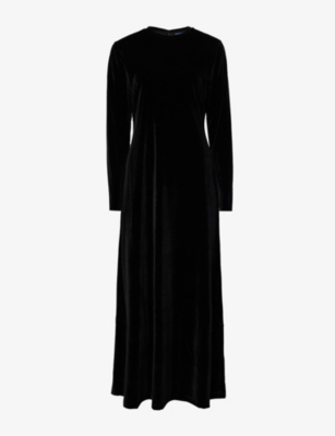POLO RALPH LAUREN: Slim-fit stretch-velvet maxi dress