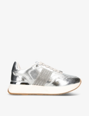 CARVELA: Flare Paparazzi embellished metallic-leather low-top trainers