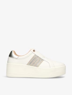 CARVELA: Connected Tape jewel-embellished leather low-top trainers