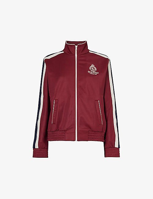 SPORTY & RICH: Crown logo-embroidered woven track jacket