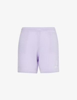SPORTY & RICH: Vendome brand-embroidered cashmere shorts