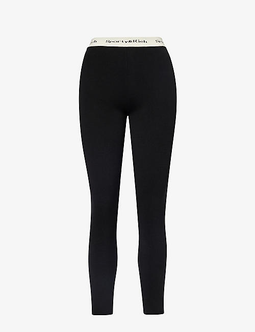 SPORTY & RICH: Branded-waistband ribbed stretch-woven leggings