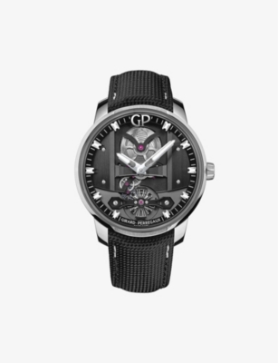 GIRARD-PERREGAUX: 82000-11-631-FA6A Free Bridge stainless-steel and leather automatic watch