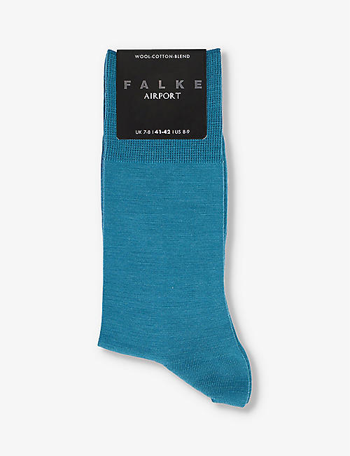 FALKE: Airport brand-print stretch-wool blend socks