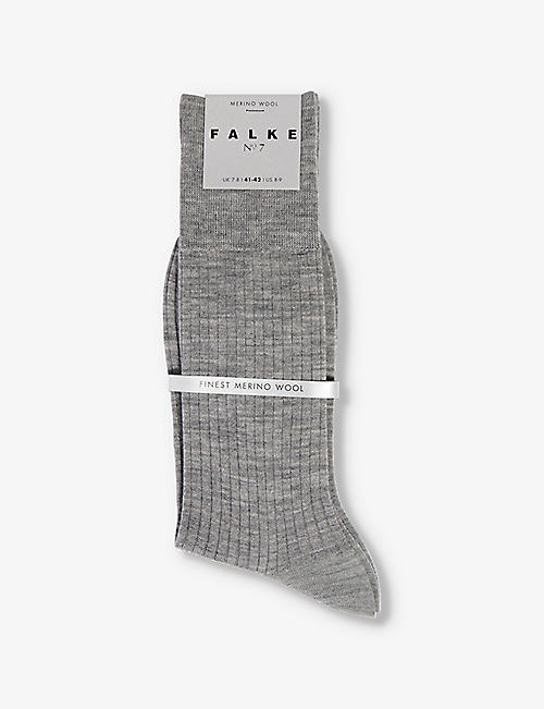 FALKE: Brand-print ribbed-trims wool-blend socks