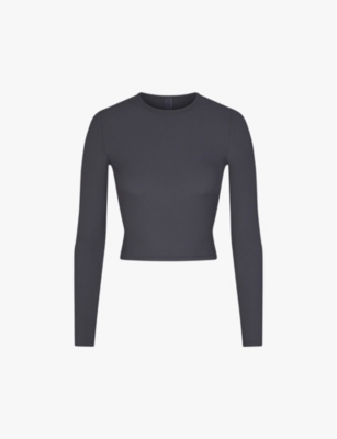 SKIMS: Soft Lounge long-sleeve cropped stretch-jersey top